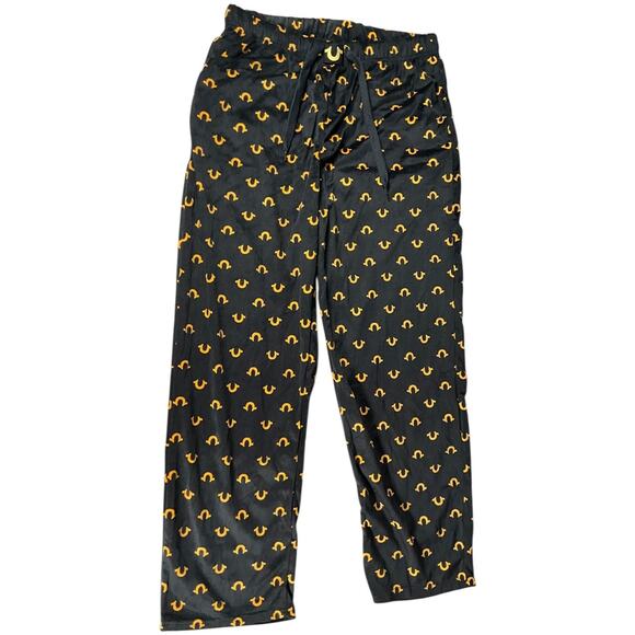 True Religion Men’s Large Lounge Pants Black Logo Print Drawstring Sleep Pants - Picture 9 of 9